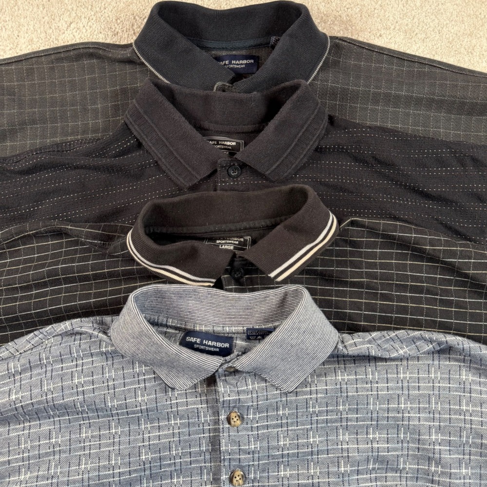 Safe Harbor Sportswear‎ Lot of 4 Mens Large Polo Shirt Vintage Banded Hem